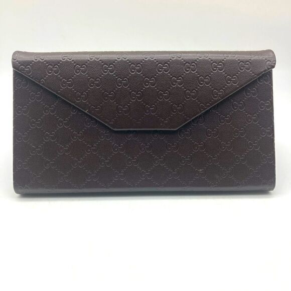 Gucci Monogram Brown Leather Sunglasses Case - Picture 1 of 6